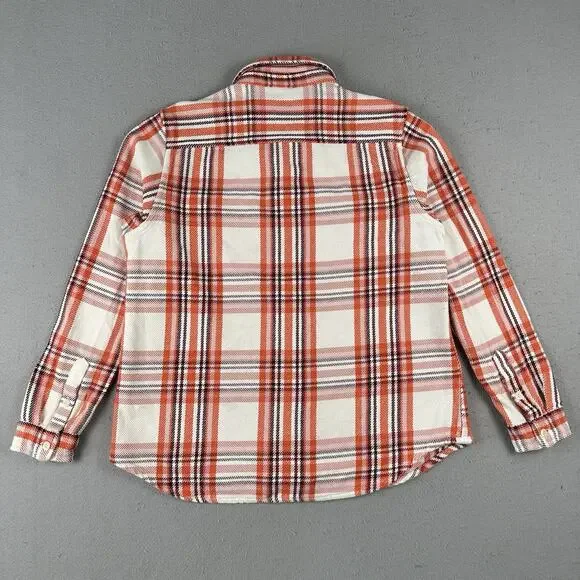 Outerknown Blanket Shirt Women’s M/L Orange Plaid Button Up Heavyweight - Picture 12 of 16